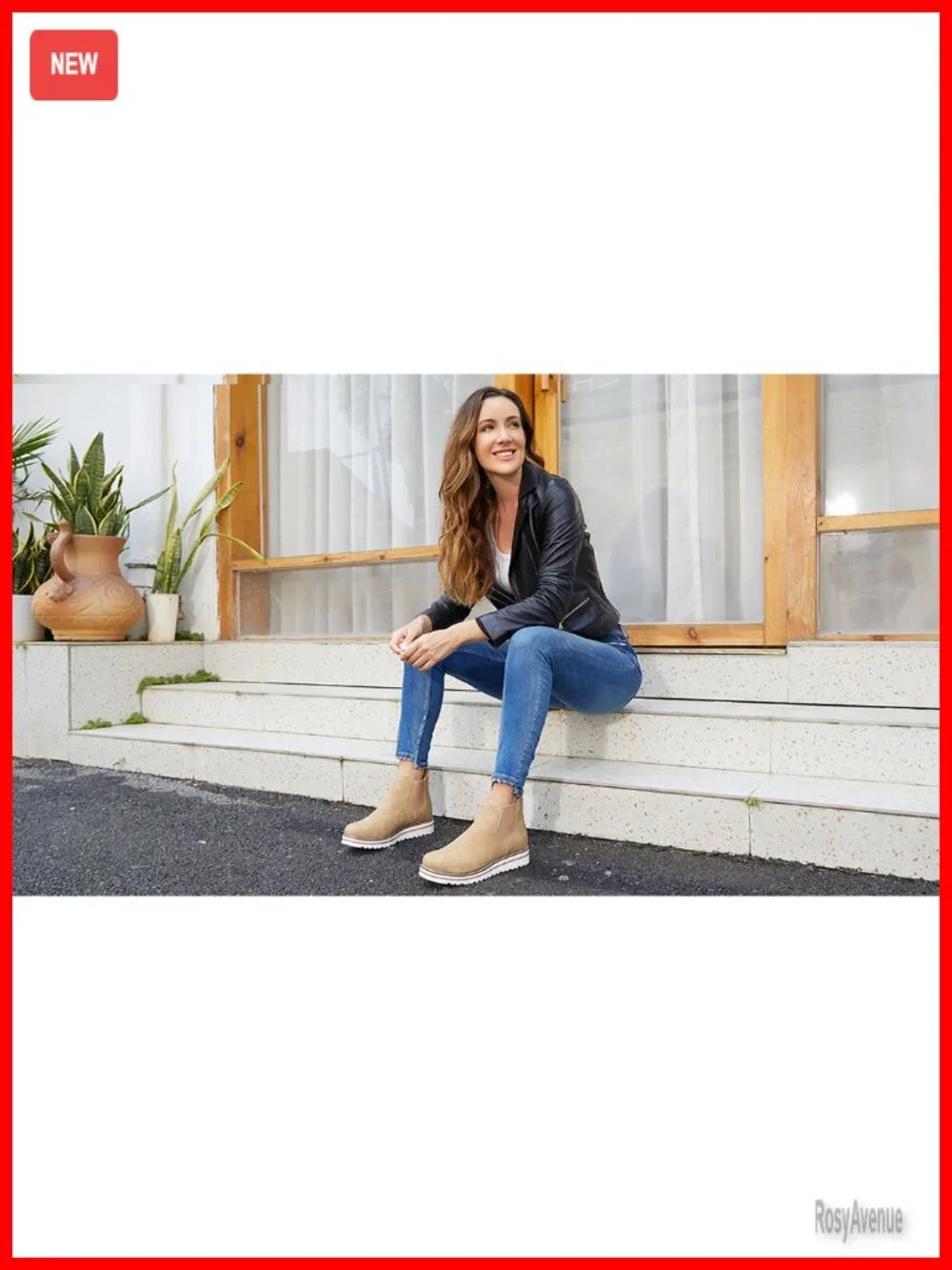 Chelsea Elastic Ankle Boots Waterproof Flat Boots with Synthetic Upper